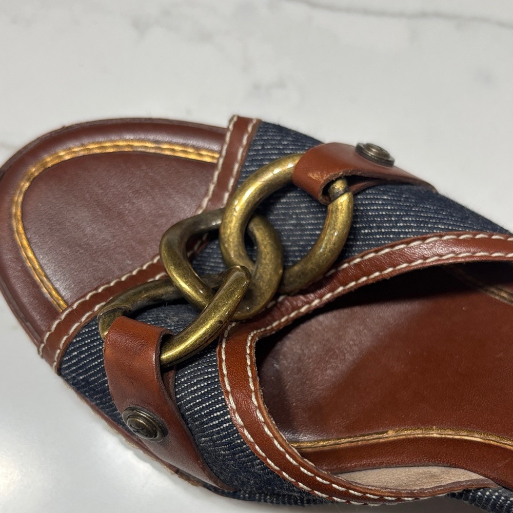 Cole Haan Women's Brown and Black Mules with Gold Accents - Picture 6 of 11